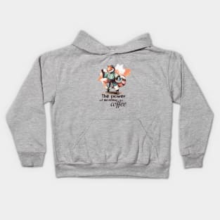 The Power of Morning Coffee -Karate Fox Kids Hoodie